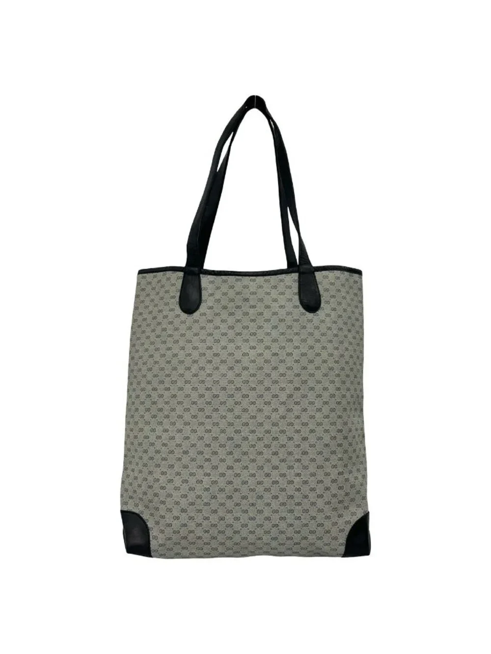 Gucci Vintage Sherry Line Micro GG Logo Pattern Leather Tote Shoulder Bag Navy
